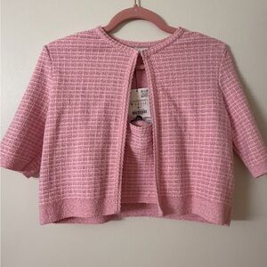 Zara Pink Textured Crop Top